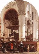 WITTE, Emanuel de Interior of the Oude Kerk at Delft during a Sermon France oil painting artist